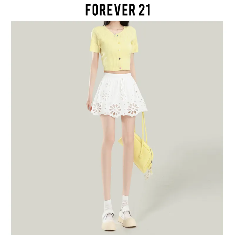 FOREVER 21 Casual Short Skirts Women's White-4