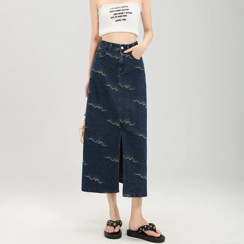 FOREVER 21 Denim Long Skirt Women's-3