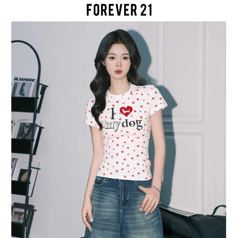 FOREVER 21 Regular T Shirt Women's Red Claw-3