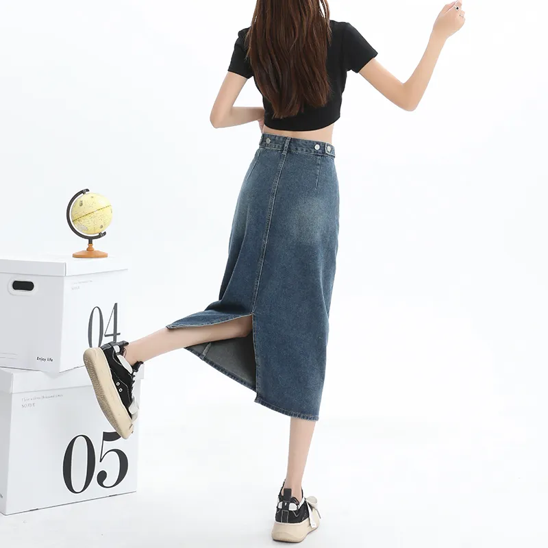 FOREVER 21 Denim Long Skirt Women's-15