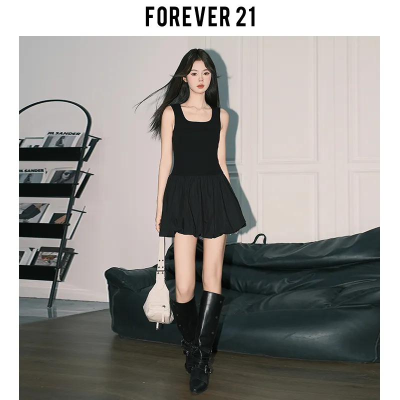 FOREVER 21 Sleeveless Dress Women's Black-1