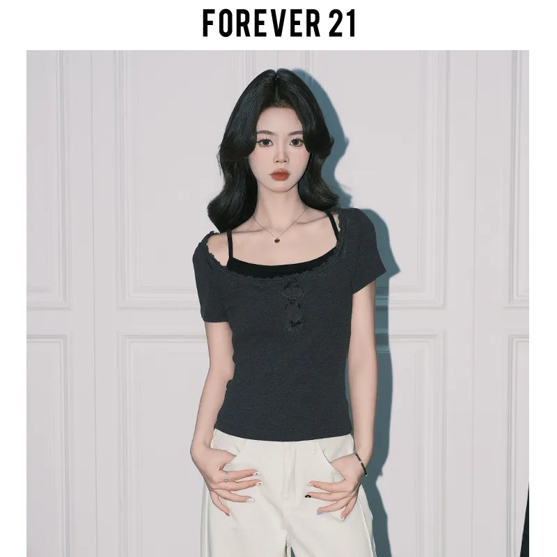 FOREVER 21 T Shirt Women's Dark Gray-2