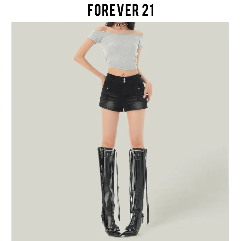 FOREVER 21 Denim Shorts Women's Black Gray-2
