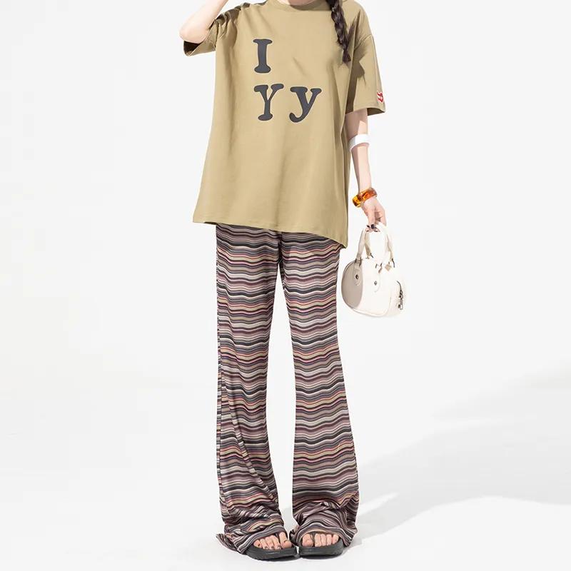 FOREVER 21 Casual Pants Women's Stripes Brown-2