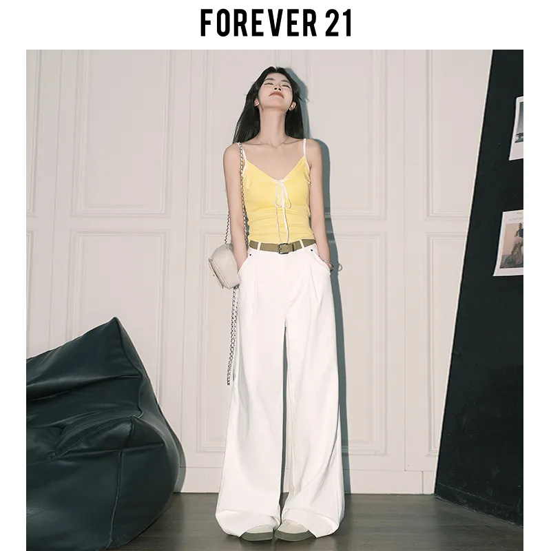 FOREVER 21 Casual Pants Women's Light White Apricot-3