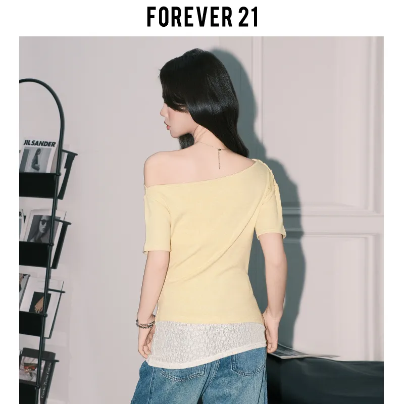 FOREVER 21 Regular T Shirt Women's Yellow-4