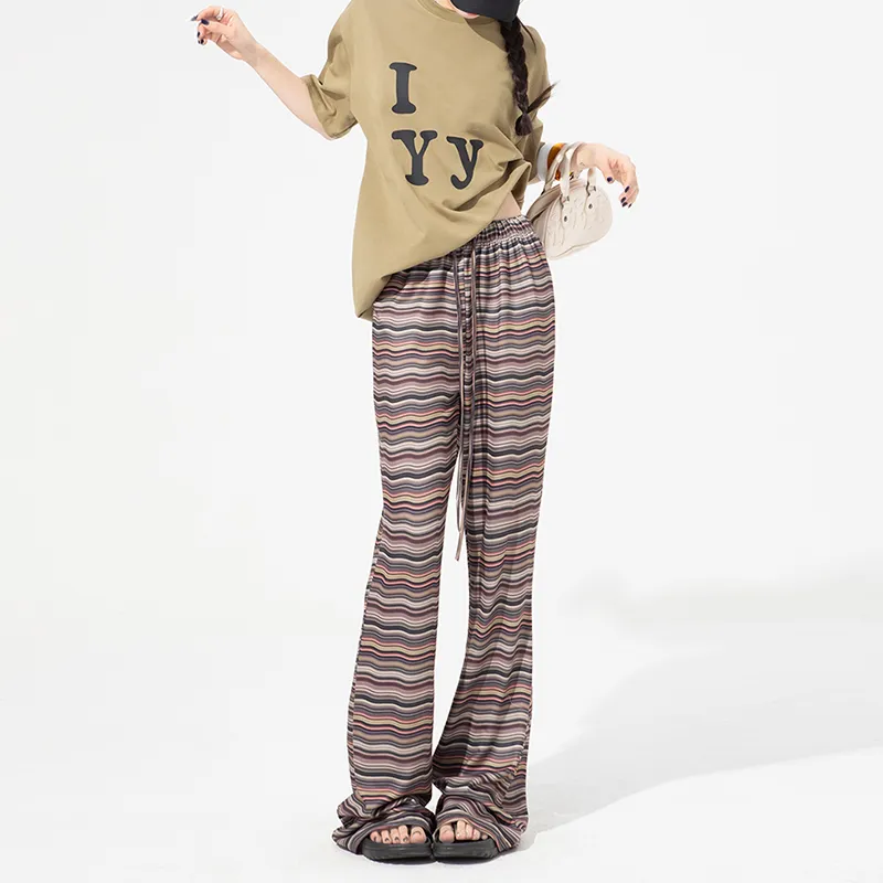 FOREVER 21 Casual Pants Women's Stripes Brown-3
