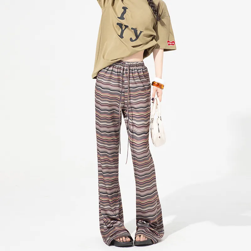 FOREVER 21 Casual Pants Women's Stripes Brown-5