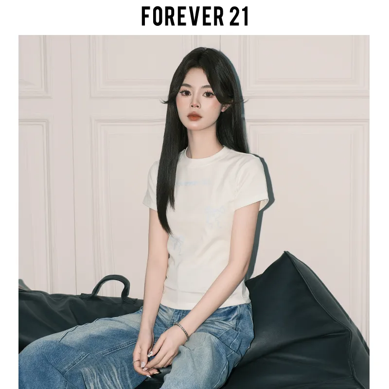 FOREVER 21 T Shirt Women's White-5