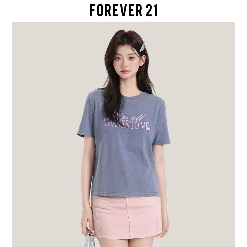 FOREVER 21 T Shirt Women's Blue-3