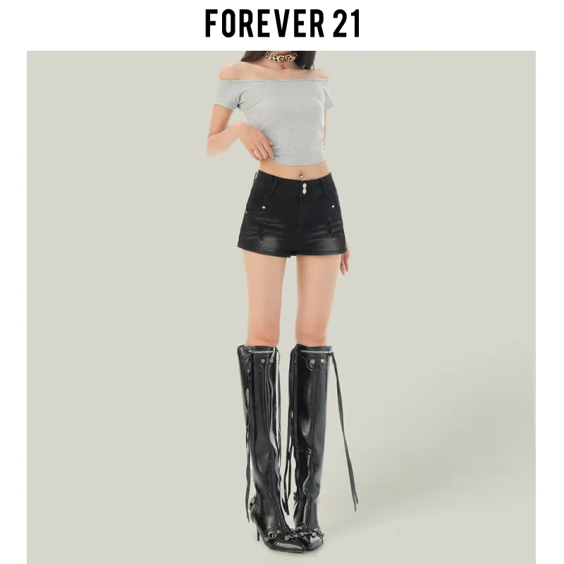 FOREVER 21 Denim Shorts Women's Black Gray-3