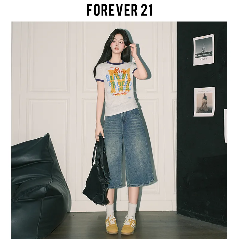 FOREVER 21 Denim Shorts Women's Vintage Ankle Length-1