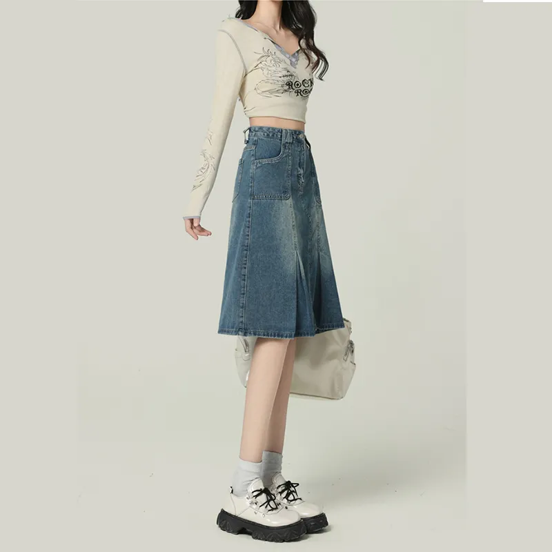 FOREVER 21 Denim Short Skirts Unisex Vintage Blue-2