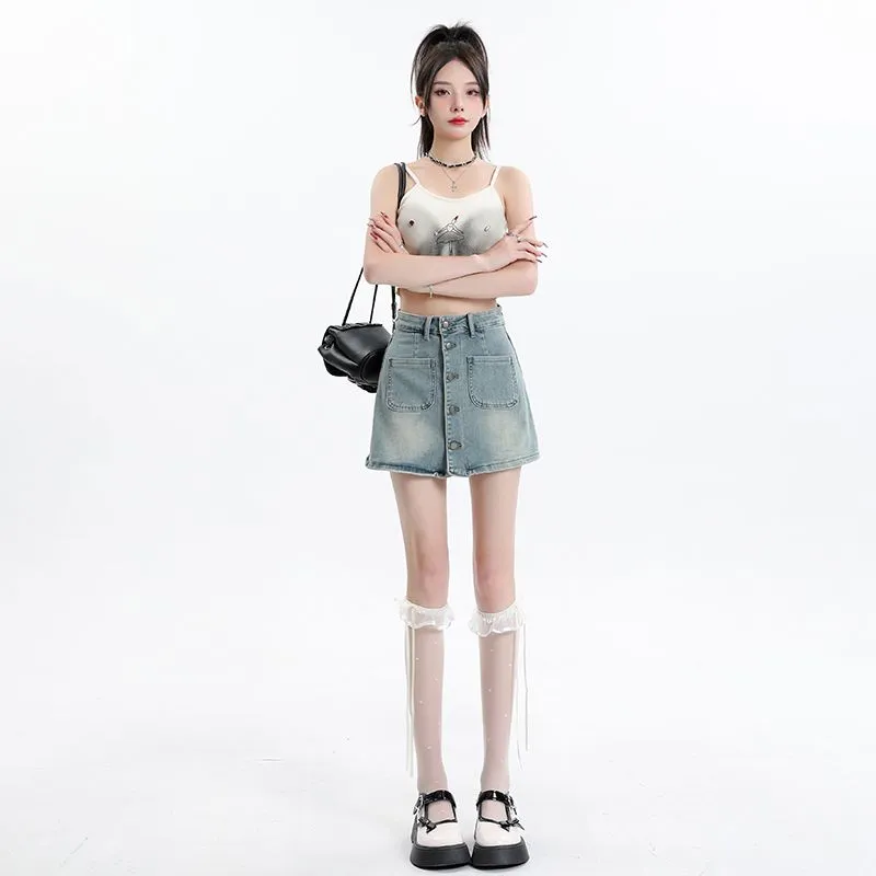 FOREVER 21 Denim Short Skirts Women's Light Blue-1