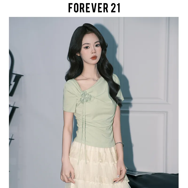 FOREVER 21 Regular T Shirt Top Women's Green-5