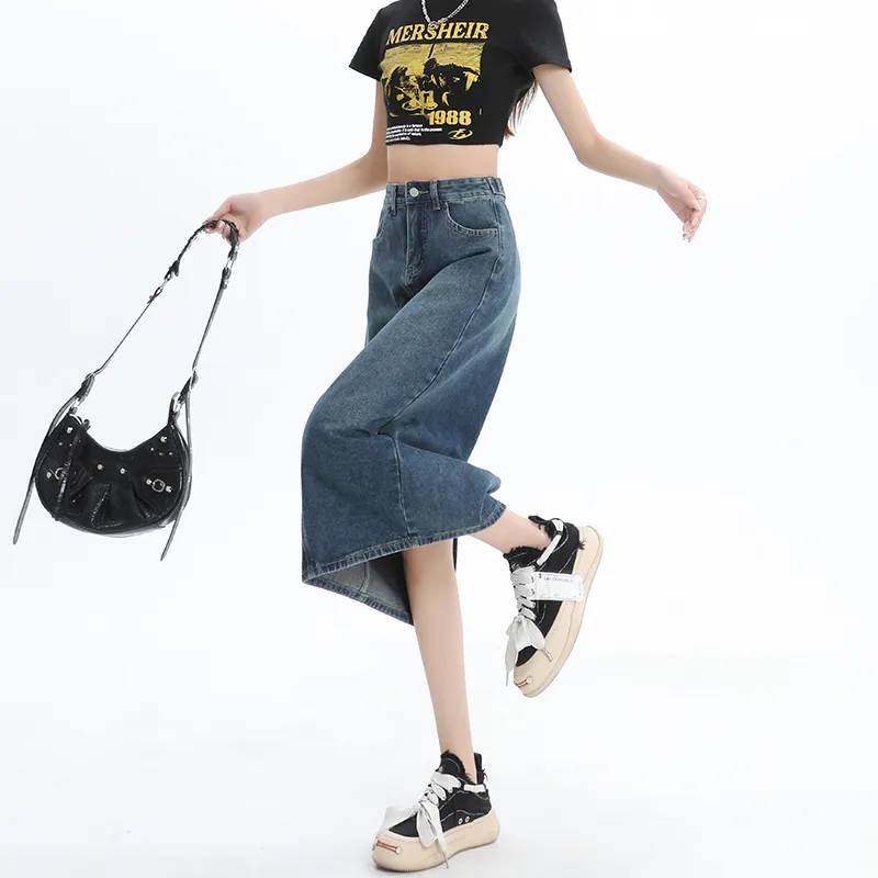 FOREVER 21 Denim Long Skirt Women's-14
