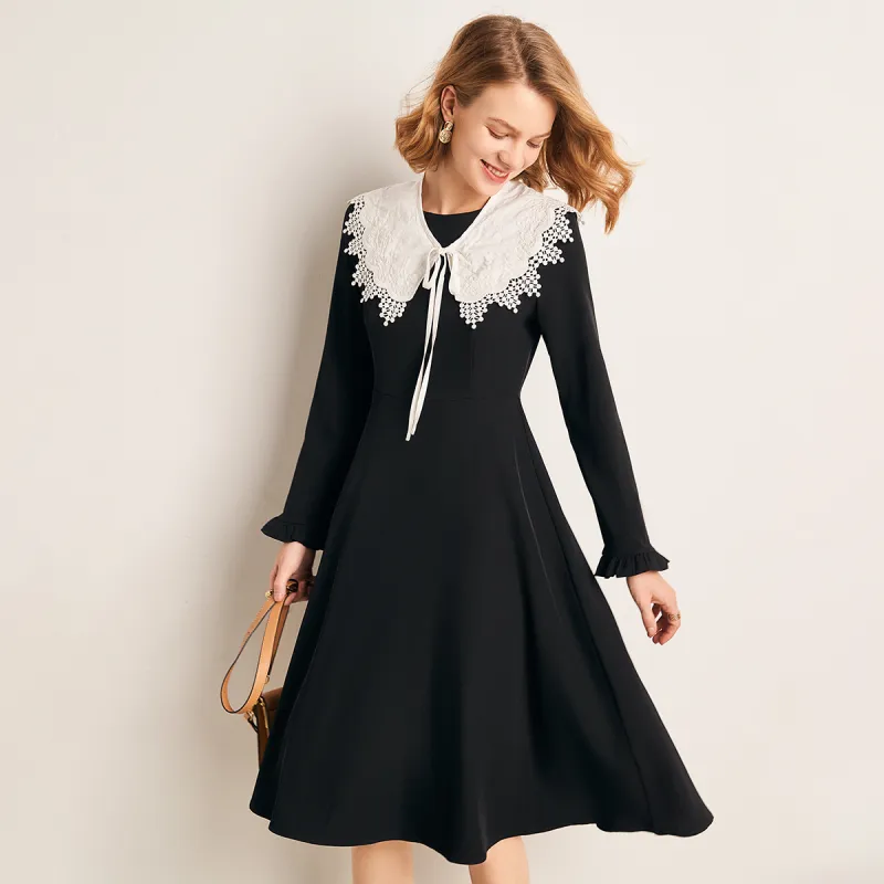 FOREVER 21 Long Sleeved Dress Women's Black-3