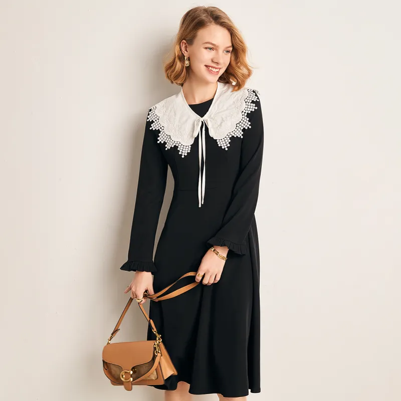 FOREVER 21 Long Sleeved Dress Women's Black-5