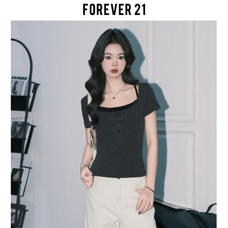 FOREVER 21 T Shirt Women's Dark Gray-3