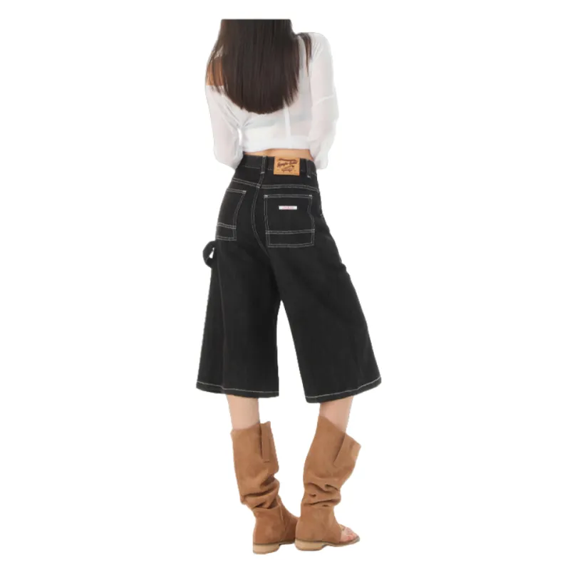 FOREVER 21 Denim Shorts Women's Black Gold-1