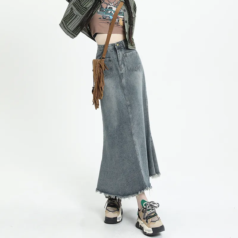 FOREVER 21 Denim Long Skirt Women's Blue-2
