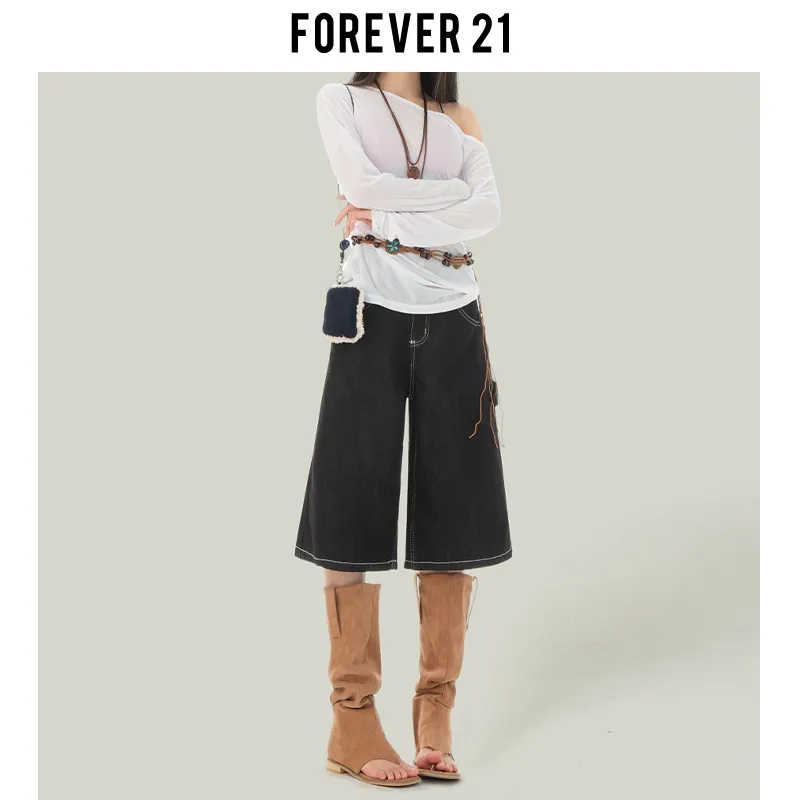FOREVER 21 Denim Shorts Women's Black Gold-2