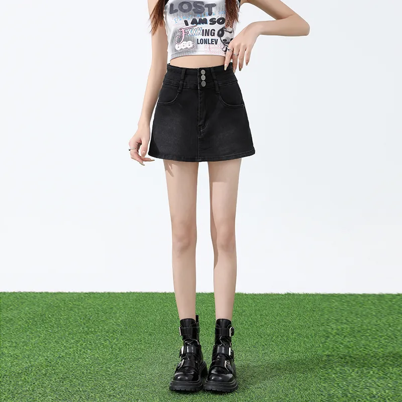 FOREVER 21 Denim Short Skirts Women's Black-6