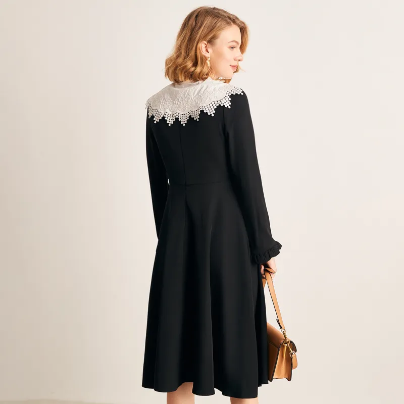 FOREVER 21 Long Sleeved Dress Women's Black-4