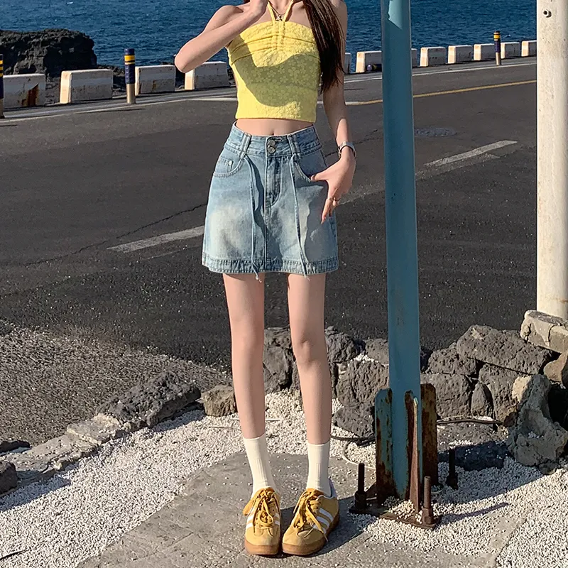 FOREVER 21 Denim Short Skirts Women's Light Blue-4