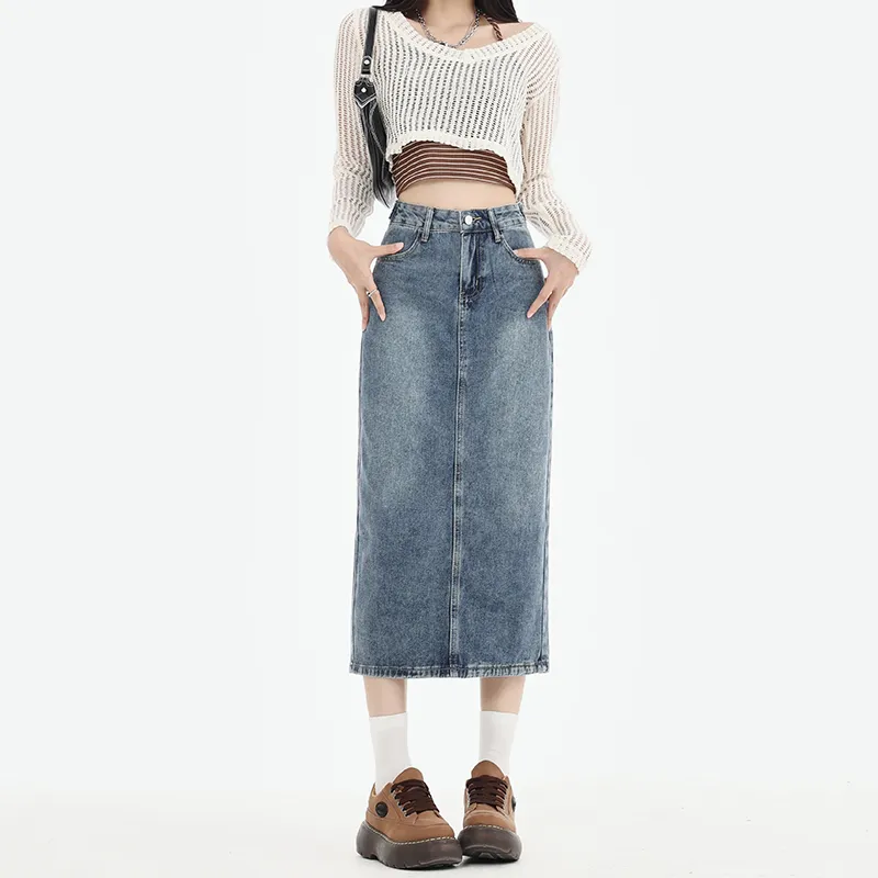 FOREVER 21 Denim Long Skirt Women's-5