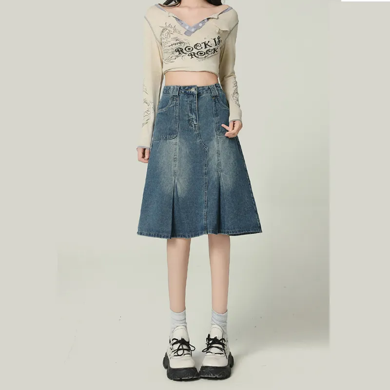 FOREVER 21 Denim Short Skirts Unisex Vintage Blue-4