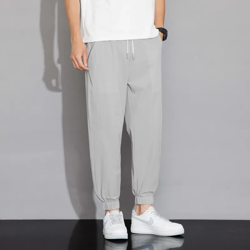 Tonlion Casual Pants Unisex Light Gray-3