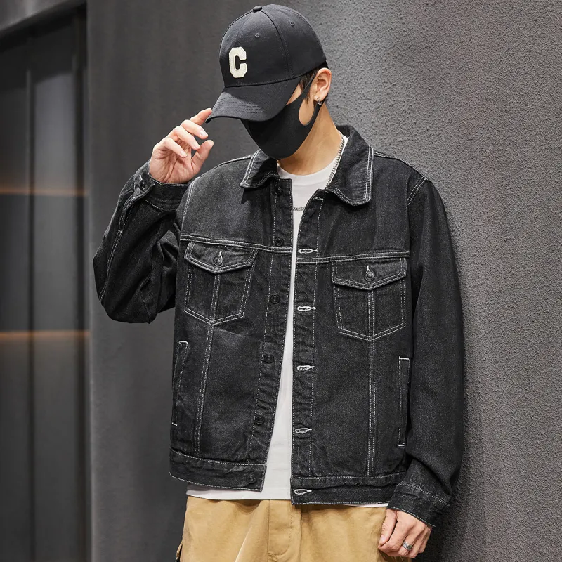Tonlion Denim Jacket Men's Black-3