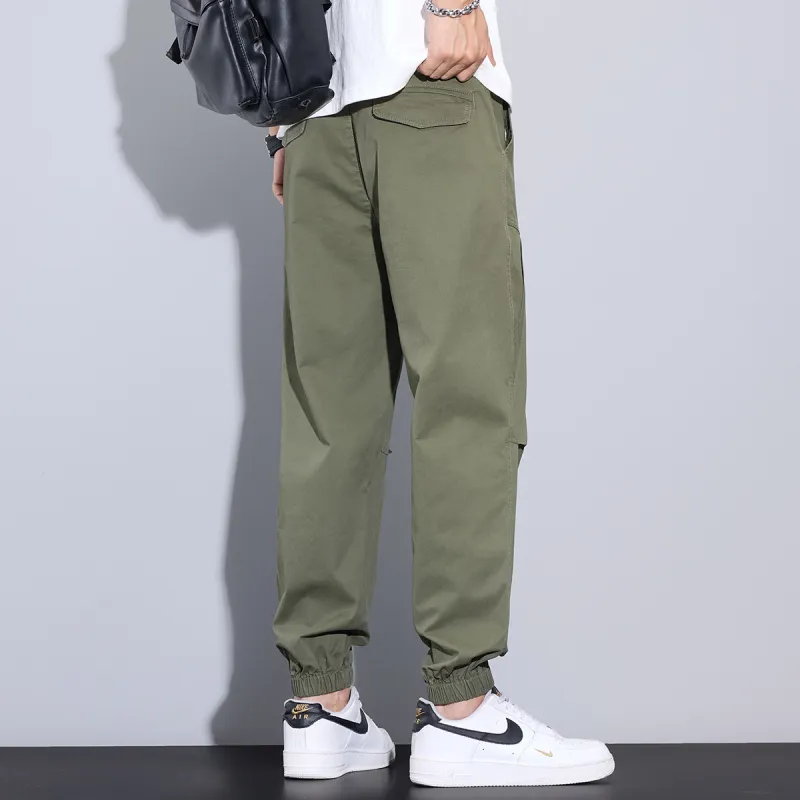 Tonlion Casual Pants Unisex Army Green-3