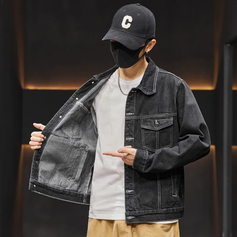 Tonlion Denim Jacket Men's Black-9