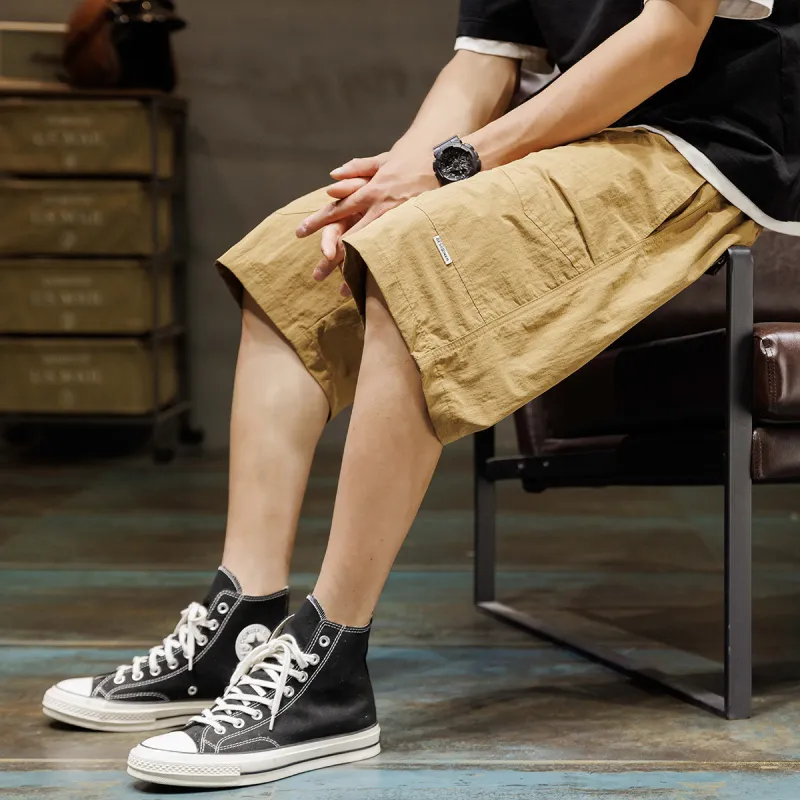 Tonlion Casual Shorts Men Ginger Yellow-7
