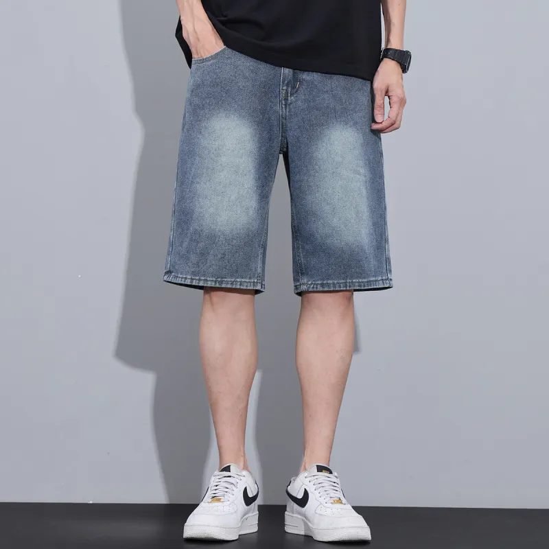 Tonlion Denim Shorts Unisex Vintage Blue-2