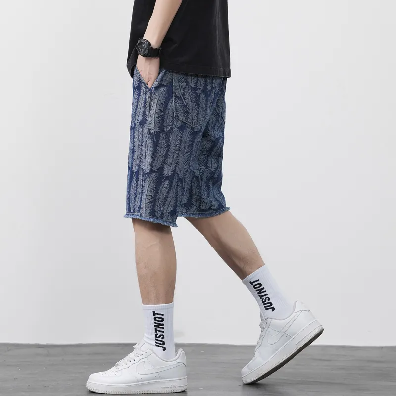 Tonlion Denim Shorts Men Blue Tone-5