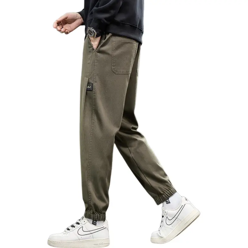 Tonlion Casual Pants Unisex Army Green-3