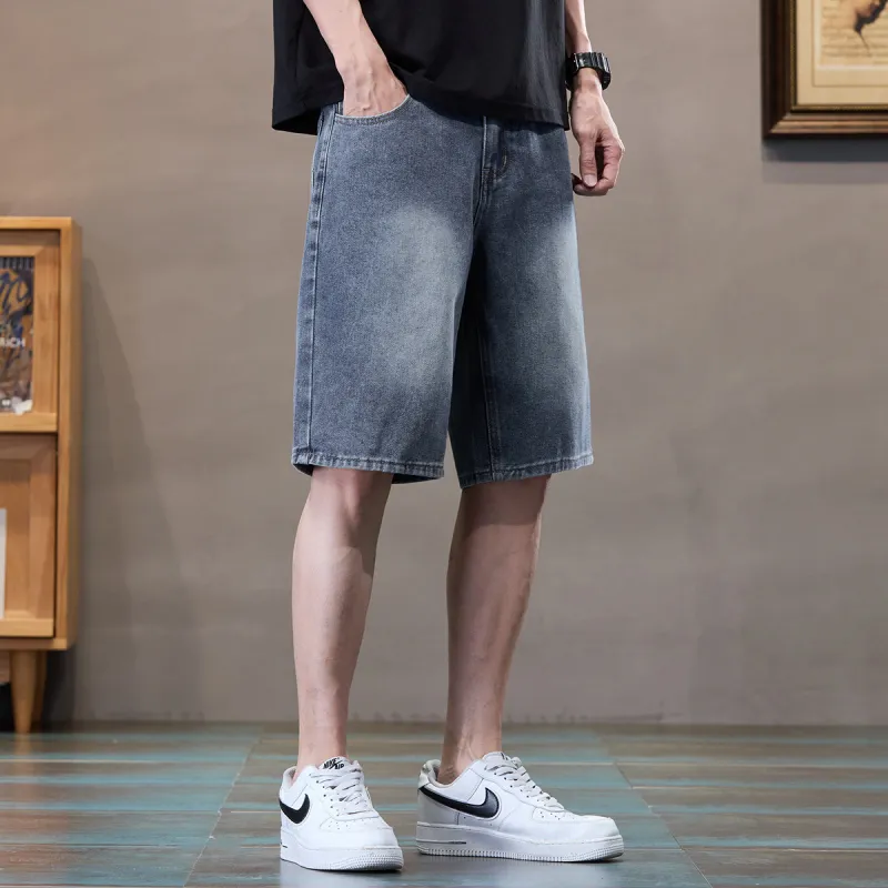 Tonlion Denim Shorts Unisex Vintage Blue-3