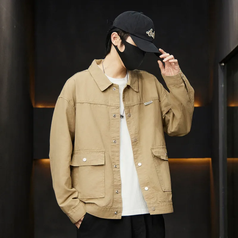 Tonlion Denim Jackets Unisex Khaki-4