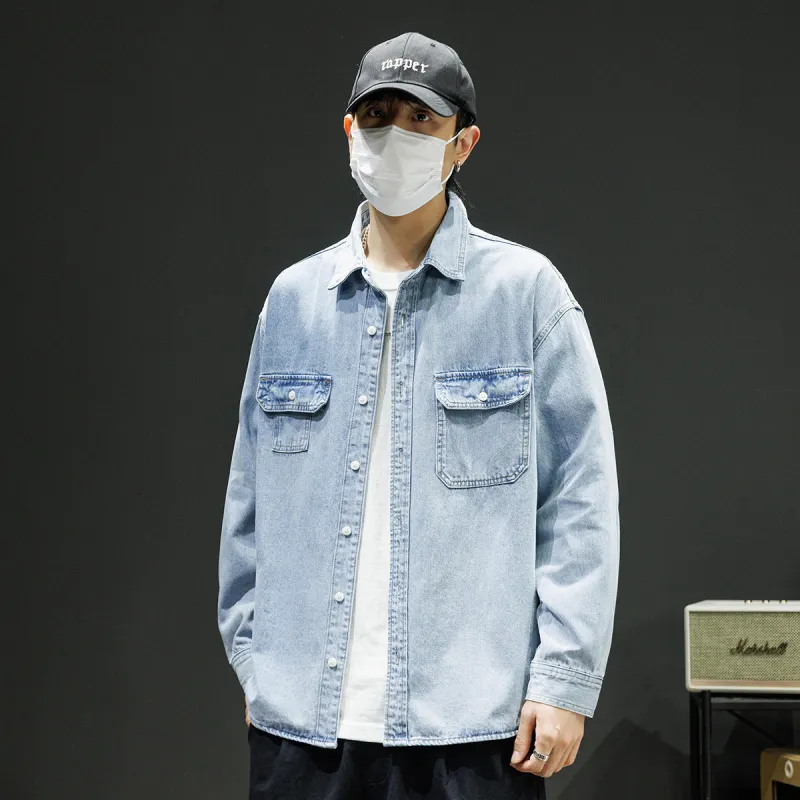 Tonlion Denim Jacket Unisex Light Blue-5