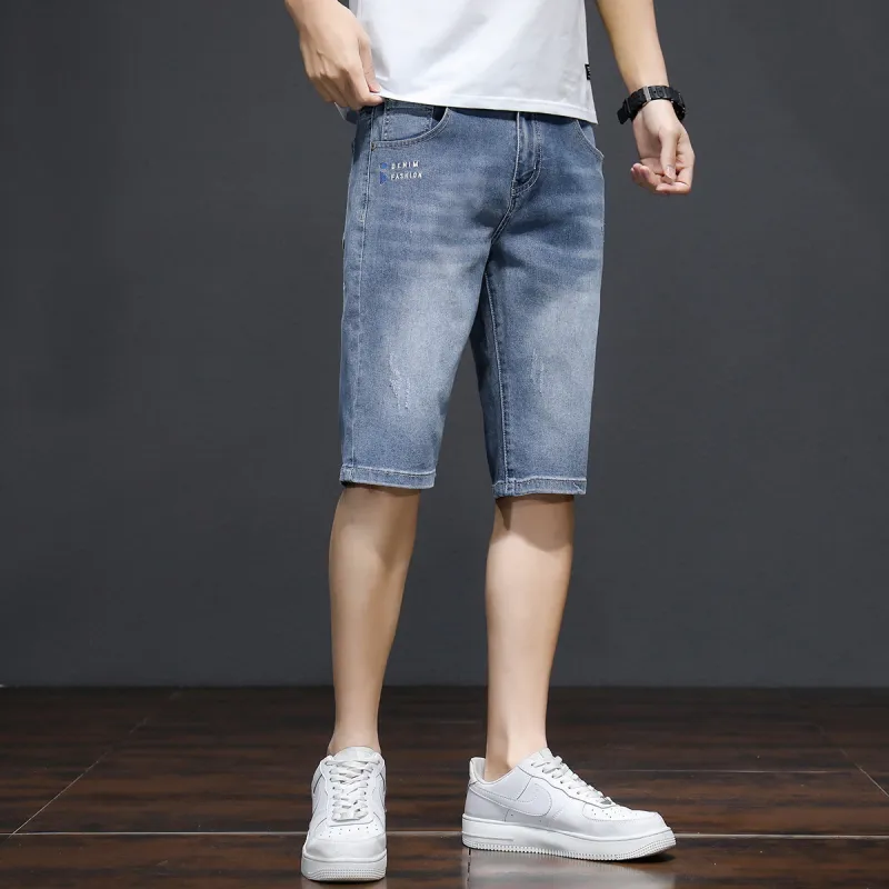 Tonlion Denim Shorts Unisex Aqua Blue-3