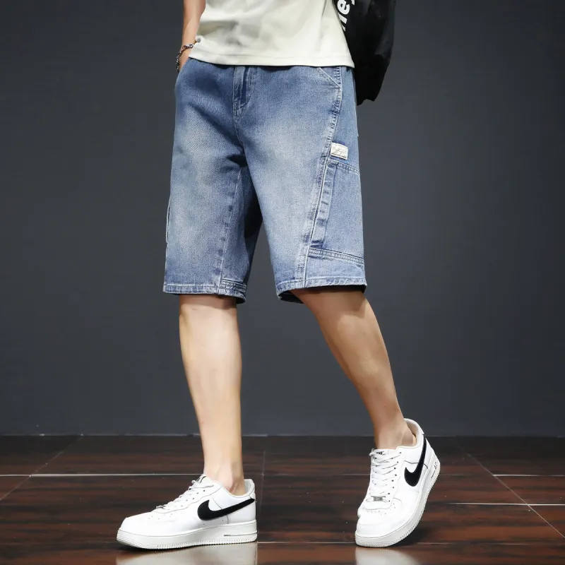 Tonlion Denim Shorts Unisex Vintage Blue-2