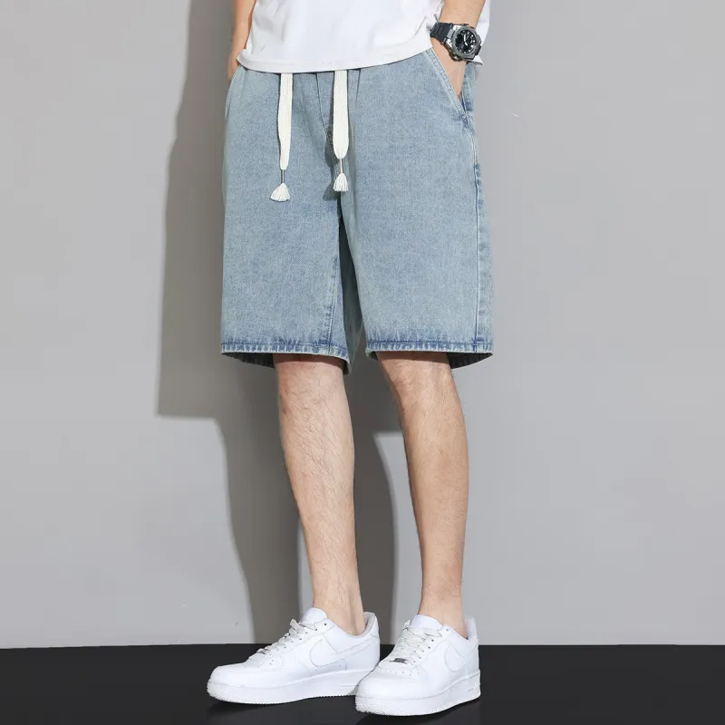 Tonlion Denim Shorts Unisex Vintage Blue-5
