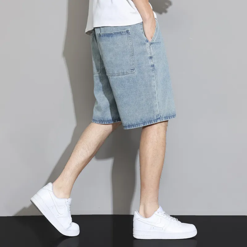 Tonlion Denim Shorts Unisex Vintage Blue-4
