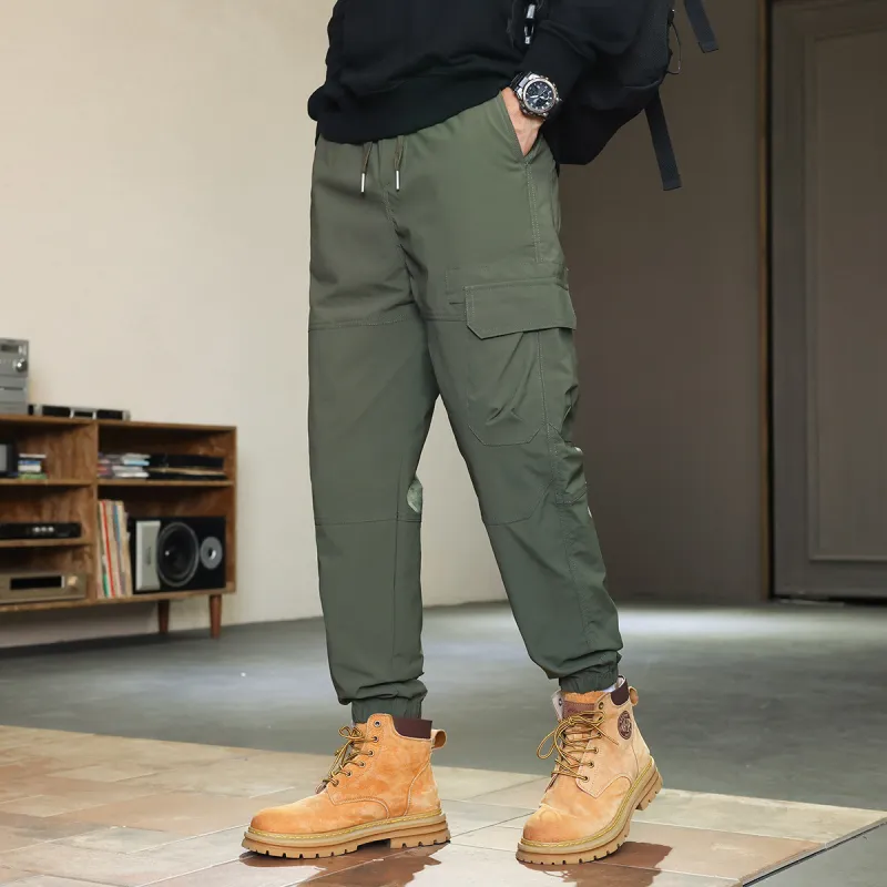 Tonlion Casual Pants Unisex Army Green-5