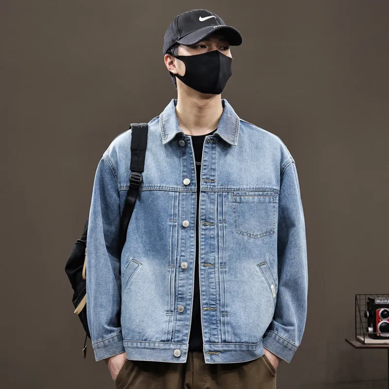 Tonlion Denim Jacket Unisex Vintage Blue-5