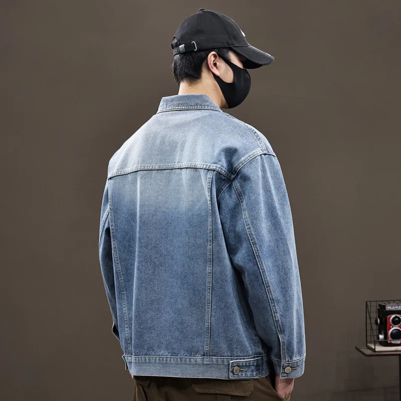 Tonlion Denim Jackets Unisex Vintage Blue-6
