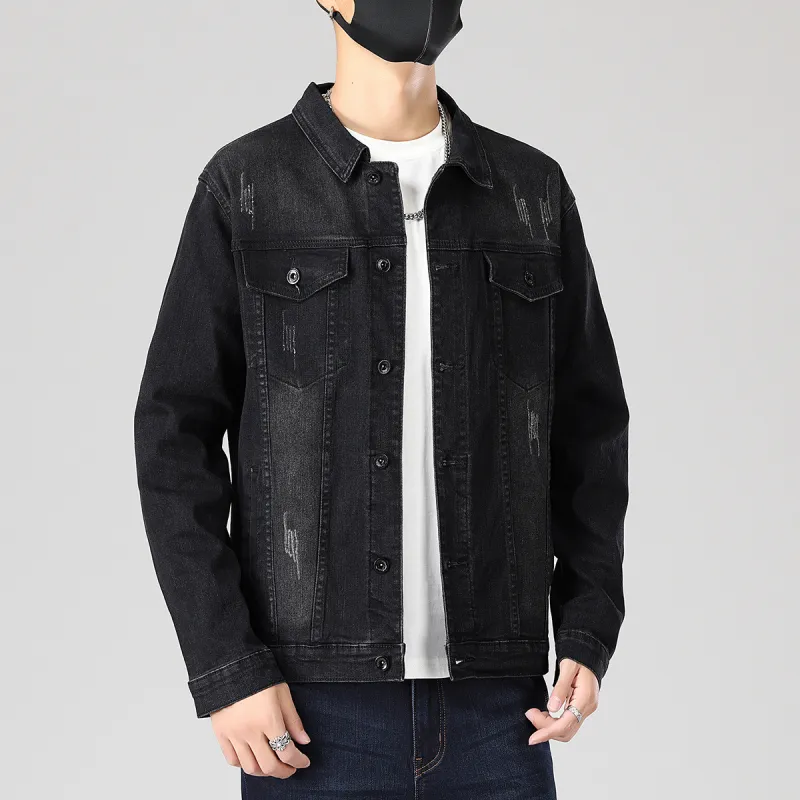 Tonlion Denim Jacket Unisex Black Gray-3